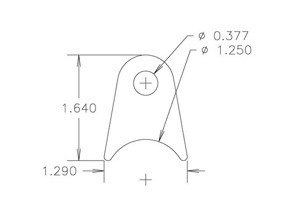 4130 1/8" THK, 3/8" HOLE, 7/8" HT, 1 1/4" TUBE RADIUS CHASSIS TAB - QTY 20